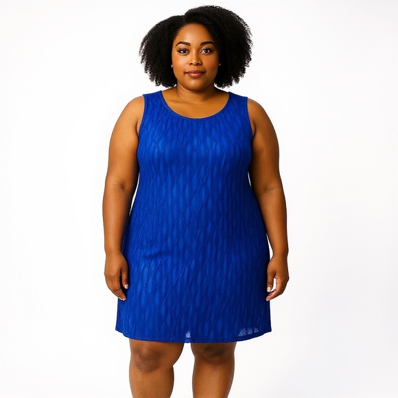 Scala Vintage Silk & Sequin Royal/Cobalt Blue Sleeveless Cocktail Dress Size 2X - Picture 2 of 16